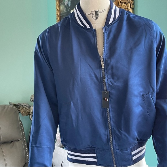 Del Toro New Men Satin Bomber Reversible Jacket